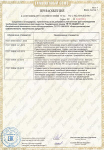 Сертификат соответствия Аромагенератор АромаВита Приложение